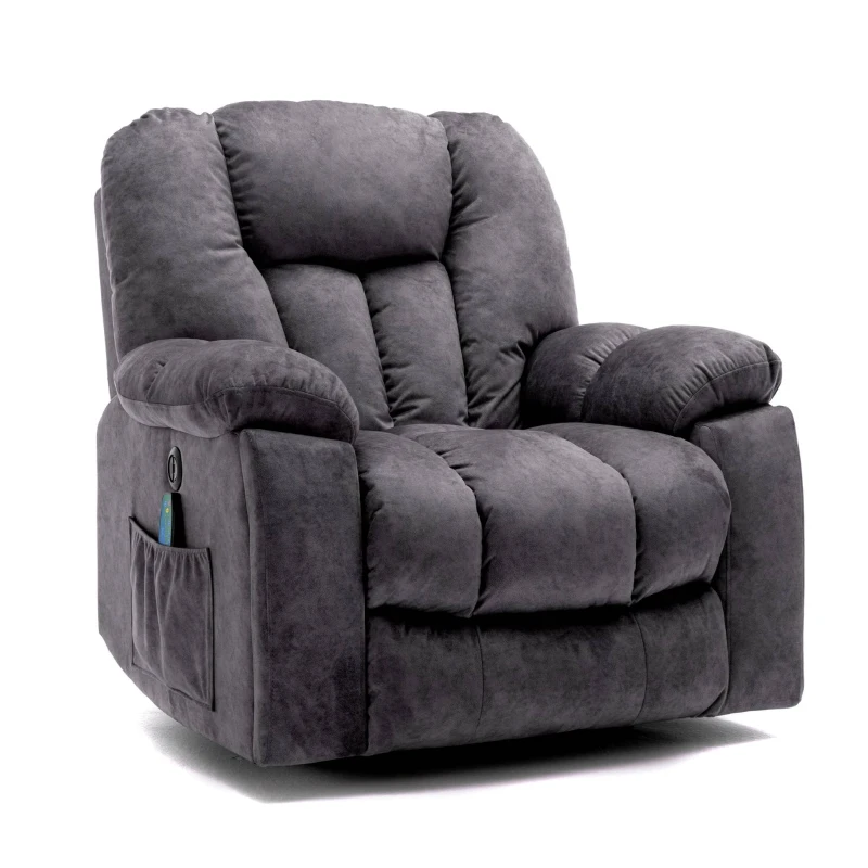 Power Lift Electric Recliner Chair with Heat and Vibration, Massage Chair with USB Ports and Side Pockets, Easy Assembly, 100x95x105 cm, Grey