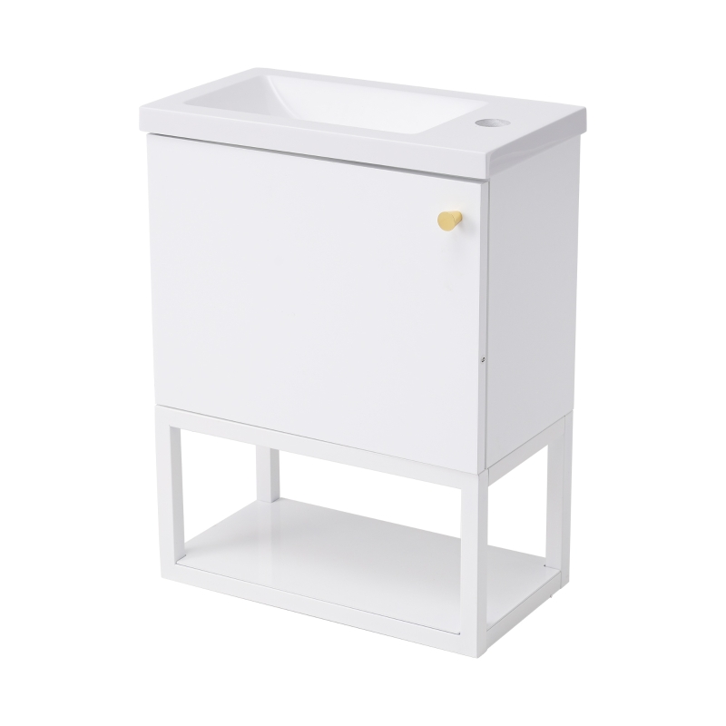 Badezimmer-Waschbecken mit Unterschrank, 39 cm, hängend, platzsparend, Einfach zu Montieren, Ideal für Kleine Gäste-WCs, Weiß