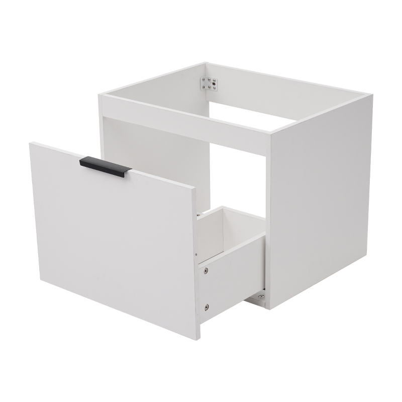 Meuble sous-lavabo suspendu 59 cm de longeur, avec lavabo en céramique et tiroirs, design moderne, 59×46,5×47 cm,Blanc