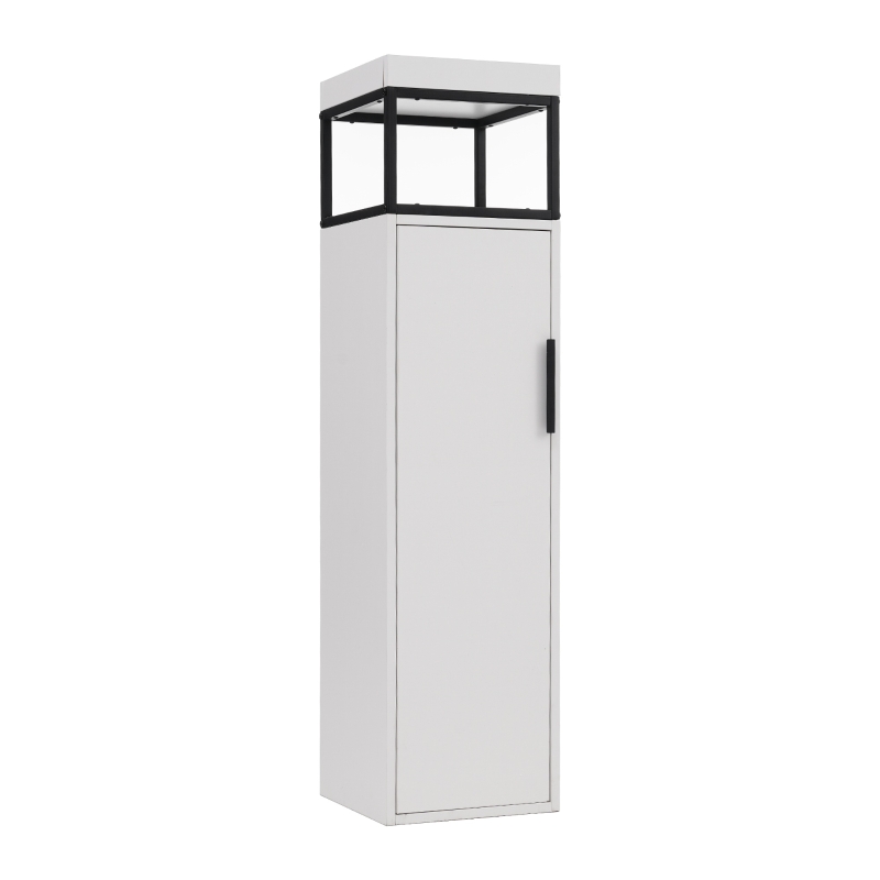 Meuble de salle de bain avec compartiments de rangement, étagères réglables, fixation murale, 30×30×120 cm,Blanc+Noir
