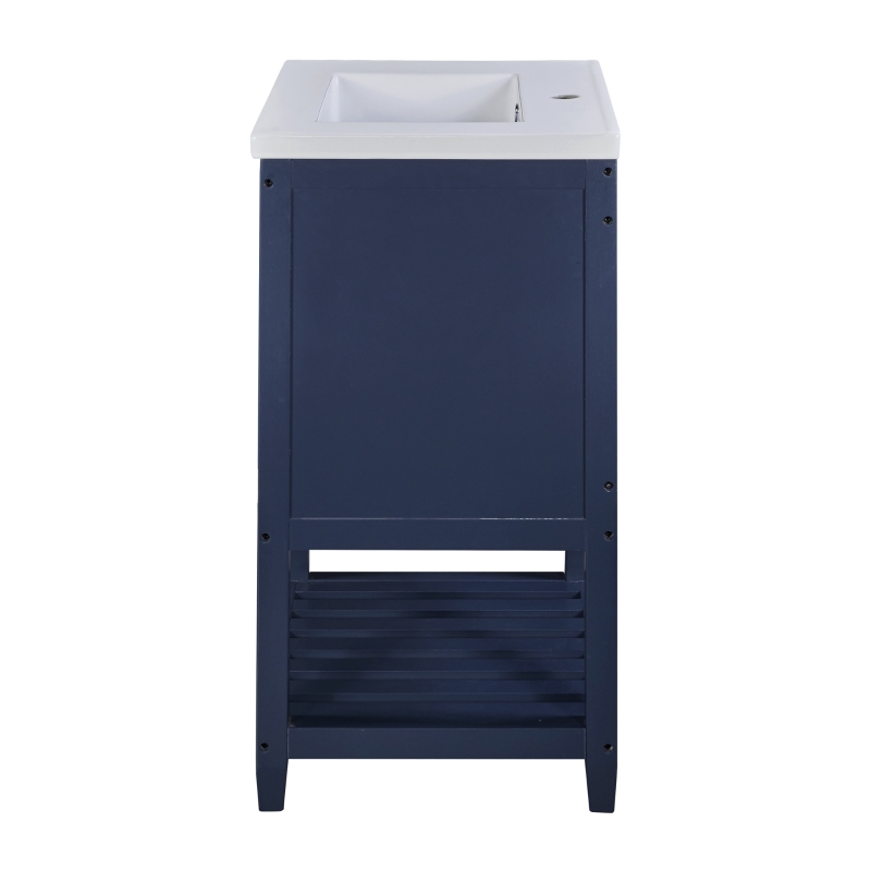 Badmöbel, Einzelwaschtisch mit Unterschrank, 61 cm, Keramik-Waschbecken, Anti-Rutsch-Pads, wasserdicht und abriebfest, 61×46×90 cm, Marineblau