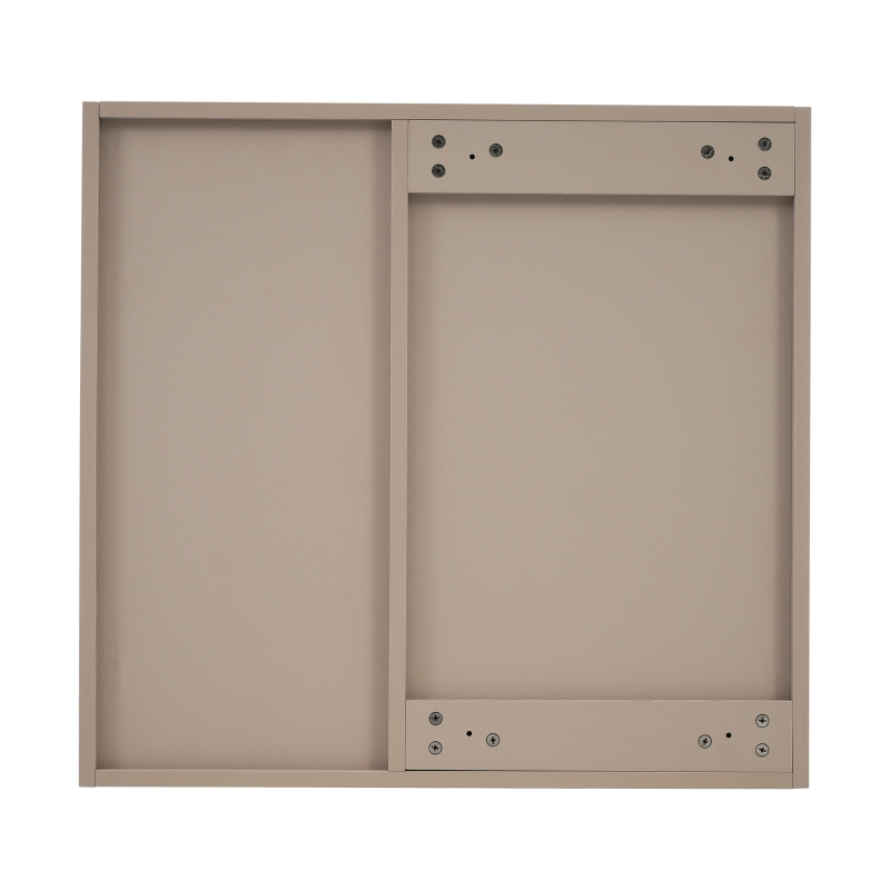 Armoire de salle de bain avec étagères, design en cadre métallique, armoire de rangement derrière le miroir, 80×12×75 cm,Brun clair