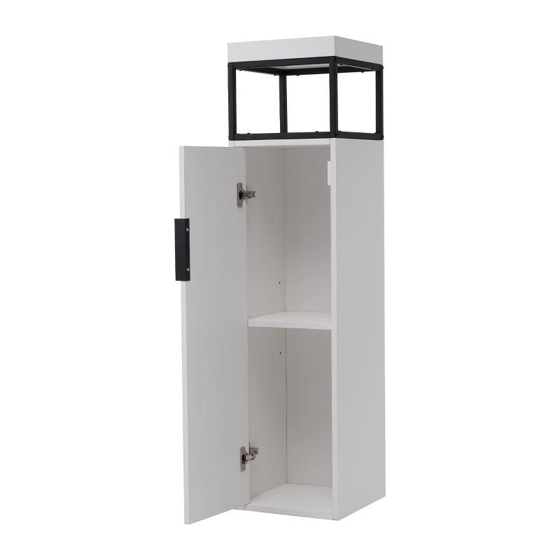 Meuble de salle de bain avec compartiments de rangement, étagères réglables, fixation murale, 30×30×120 cm,Blanc+Noir
