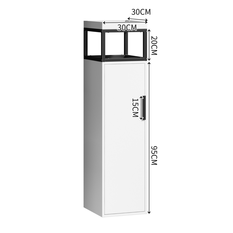 Meuble de salle de bain avec compartiments de rangement, étagères réglables, fixation murale, 30×30×120 cm,Blanc+Noir