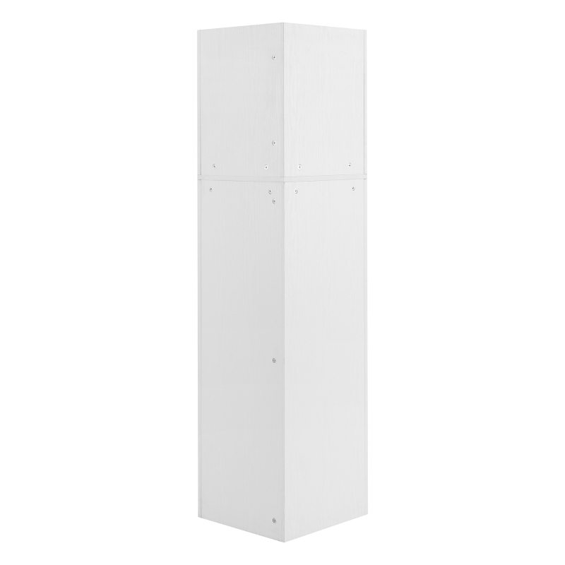 Armoire de salle de bain d'angle avec deux étagères, tablette réglable, 36,5×36,5×155 cm,Blanc