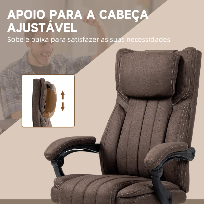 Vinsetto Cadeira de Escritório com 6 Pontos de Massagem por Vibração Reclinável com Altura Ajustável 65x61x101-113 cm Marrom Escuro
