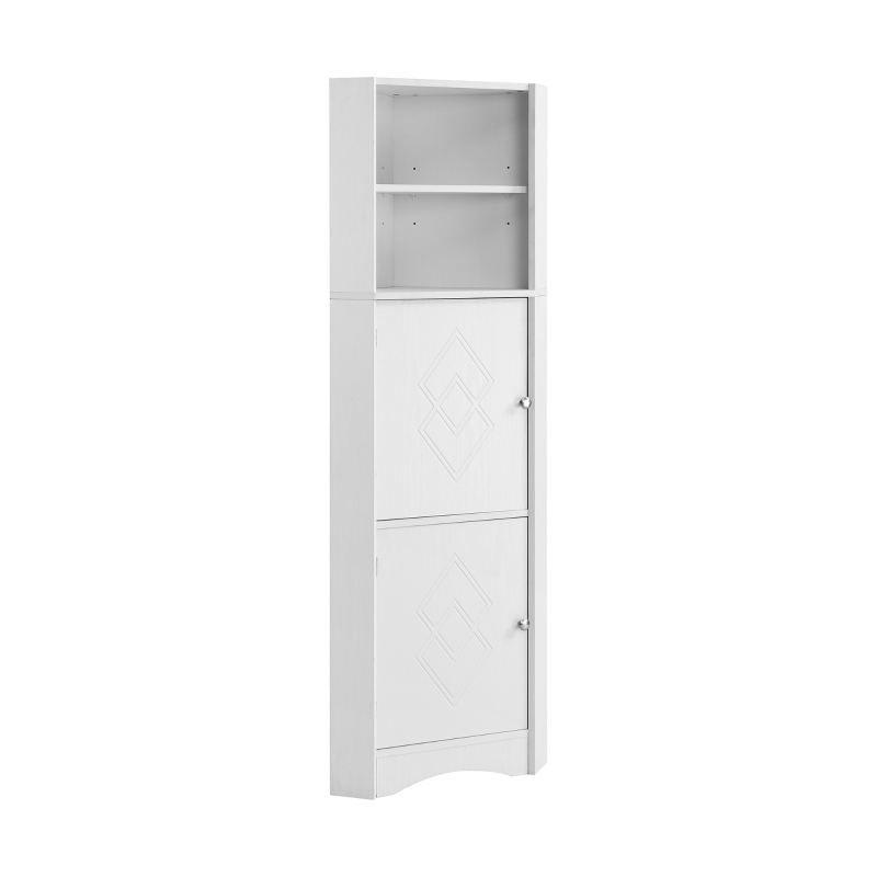Badezimmerschrank 36x36x155 cm, Wasserdichter Eckschrank Weiß