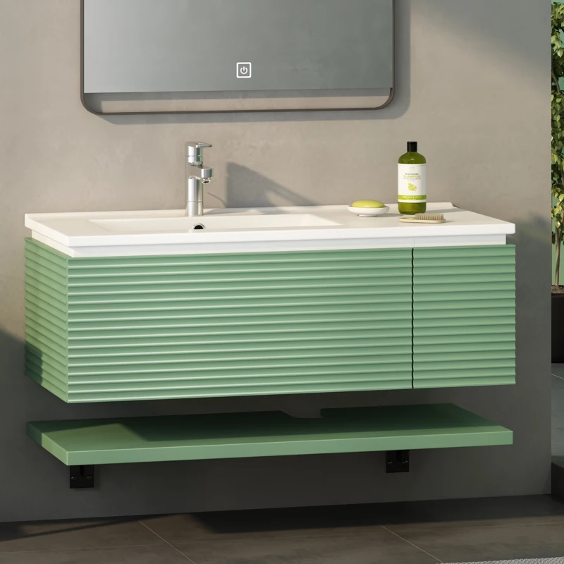 Badmöbel-Set mit Waschbecken, 90,5 cm, 1 Schublade, wasserdicht und langlebig, Soft-Close, einfach zu montieren, 90,5×46,3×37 cm, Grün