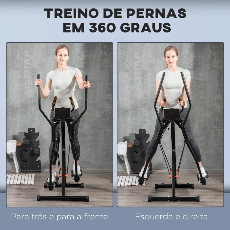 HOMCOM Bicicleta Elíptica com Ecrã LCD Resistência Ajustável Sensor de Frequência Cardiaca e Rodas 90x62x150 cm Preto