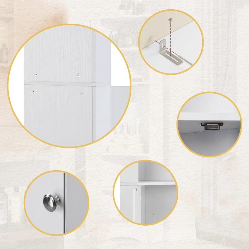 Badezimmerschrank - Eck-Badschrank 36x36x155 cm, Wasserdichter Eckschrank für Bad, Minimalistischer Kleinschrank für Badezimmer, Weiß