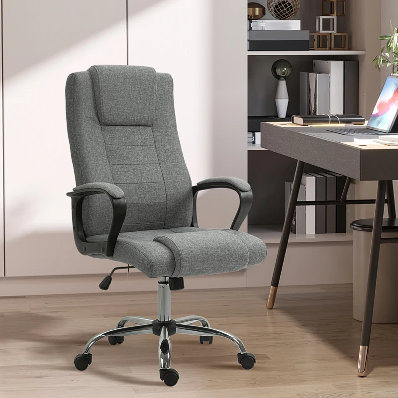 Vinsetto Scaun Ergonomic Birou – Recliner Reglabil, Gri Modern