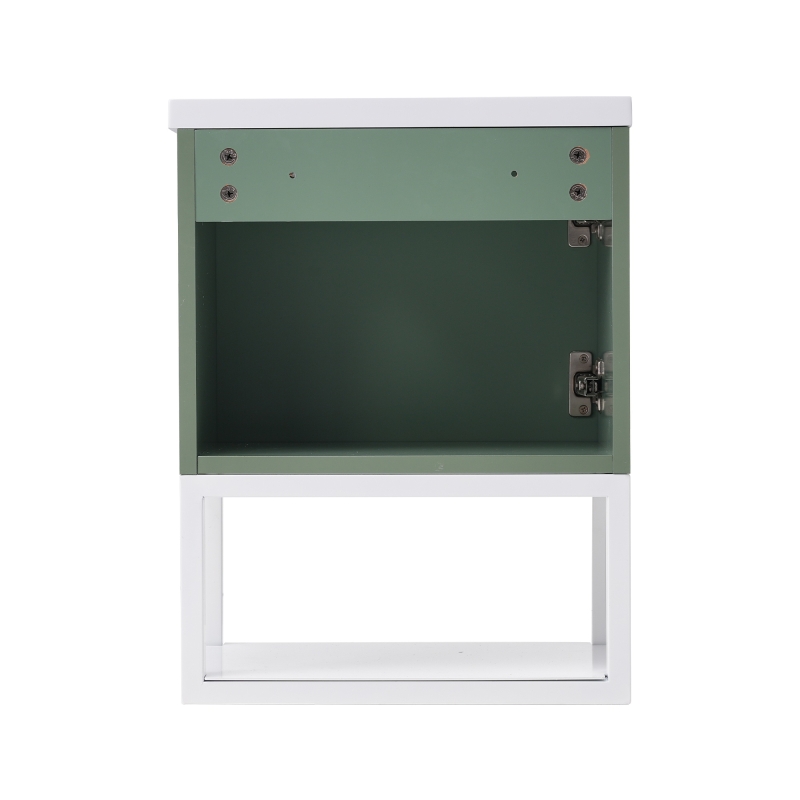 Meuble de salle de bain avec lavabo et meuble sous-vasque, Suspendu, Gain de place, Montage facile, 39×21×50 cm,Vert