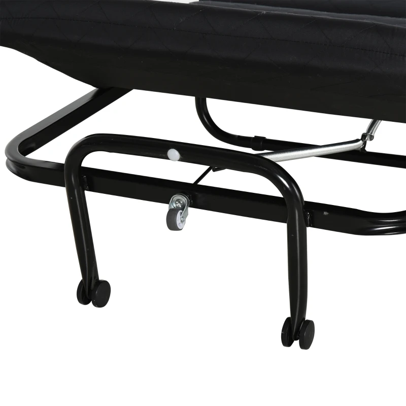 HOMCOM Cama Dobrável 184x65 cm Cama Dobrável Ajustável em 5 Níveis Rodas Universáis e Estrutura de Metal Carga 120 kg Preto