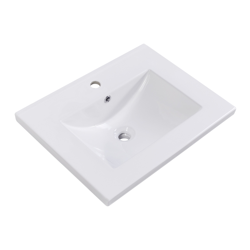 Badmöbel, Einzelwaschtisch mit Unterschrank, 61 cm, Keramik-Waschbecken, Anti-Rutsch-Pads, wasserdicht und abriebfest, 61×46×90 cm, Marineblau