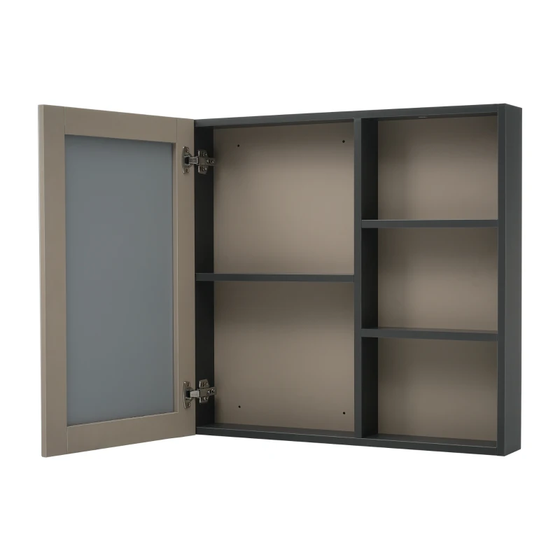 Badmöbel Set, Hängender Waschbeckenunterschrank, 90 cm lang, mit Keramik-Waschbecken, Schubladen und Spiegelschrank, Einfache Montage, Großzügiger Stauraum, Grau