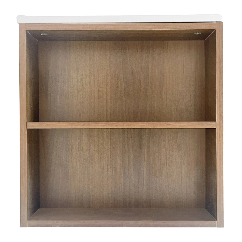 Waschbeckenunterschrank, hängend, 75,6 cm lang, mit Keramik-Waschbecken, Schubladen, modernes Design, braune Holzmaserung, wasserdicht, Braun