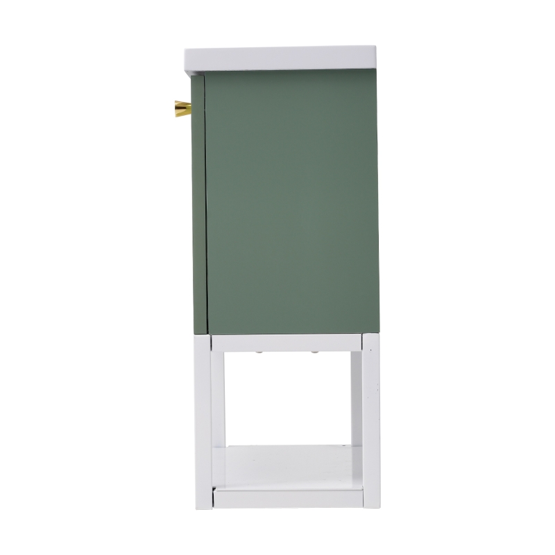 Meuble de salle de bain avec lavabo et meuble sous-vasque, Suspendu, Gain de place, Montage facile, 39×21×50 cm,Vert
