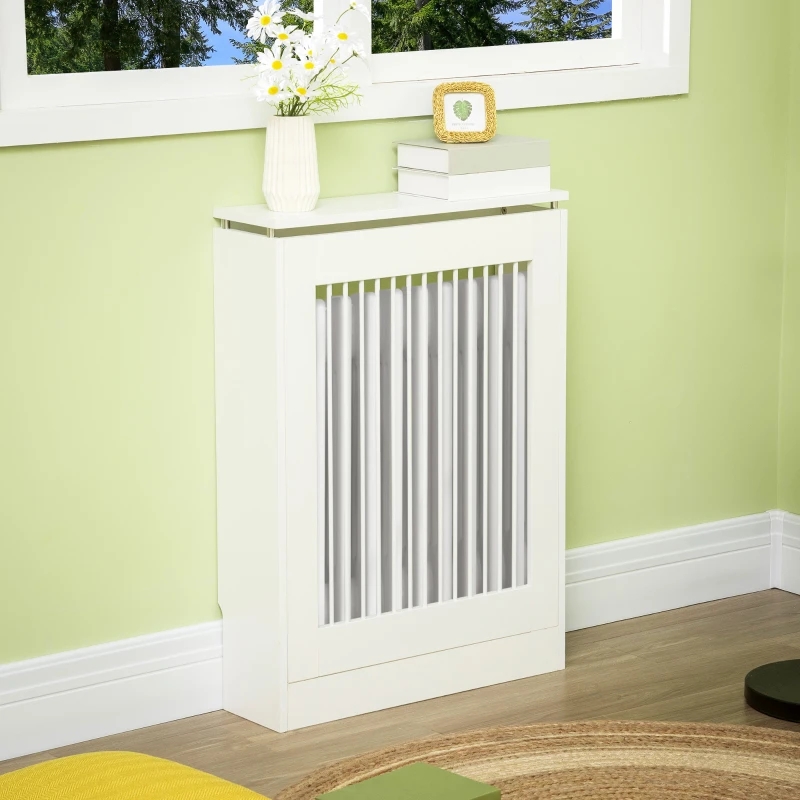 HOMCOM Capac pentru radiator modern din MDF si otel, 60x18x84cm, alb(m-11)