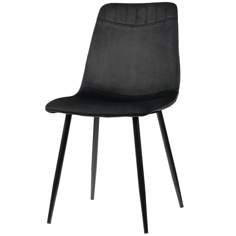 Set di 4 sedie imbottite da Pranzo in velluto con Schienale, Struttura in Metallo, Design Ergonomico, 43x40x86 cm, Nero