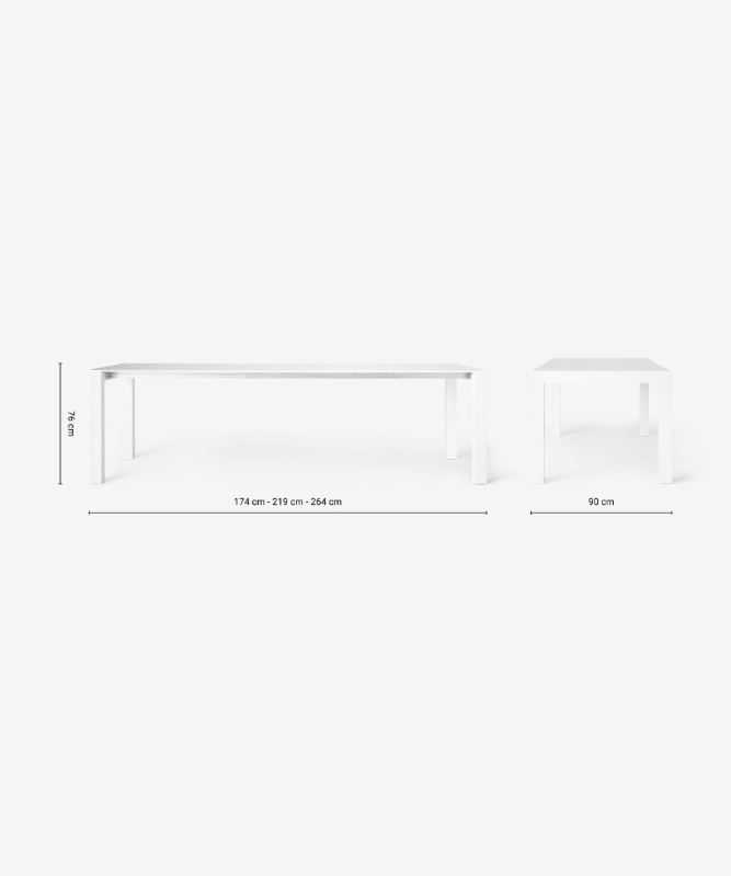 STONES Tavolo da pranzo allungabile fino a 12 posti, 90x174/264x76cm, bianco