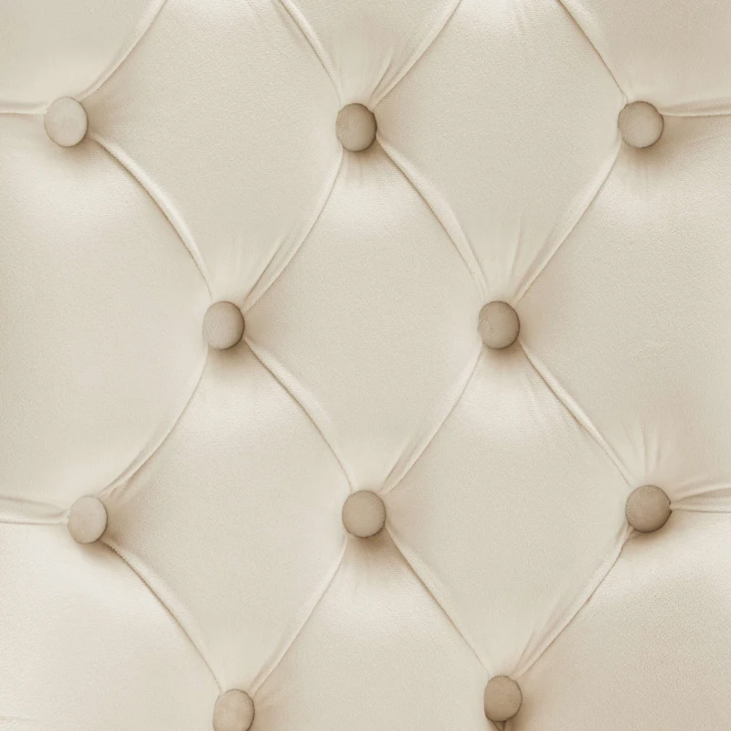 Set di 2 sedie imbottite per sala da Pranzo in Velluto, Design con Cucitura Bottoni, 50x46x91 cm, Beige