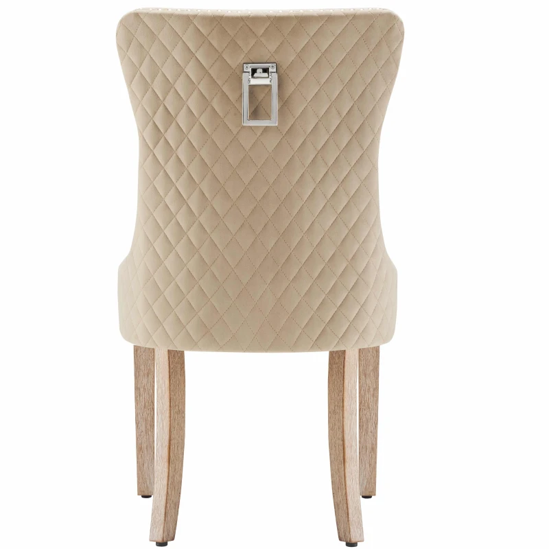 Set di 2 sedie imbottite per sala da Pranzo in Velluto, Design con Cucitura Bottoni, 50x46x91 cm, Marrone Chiaro