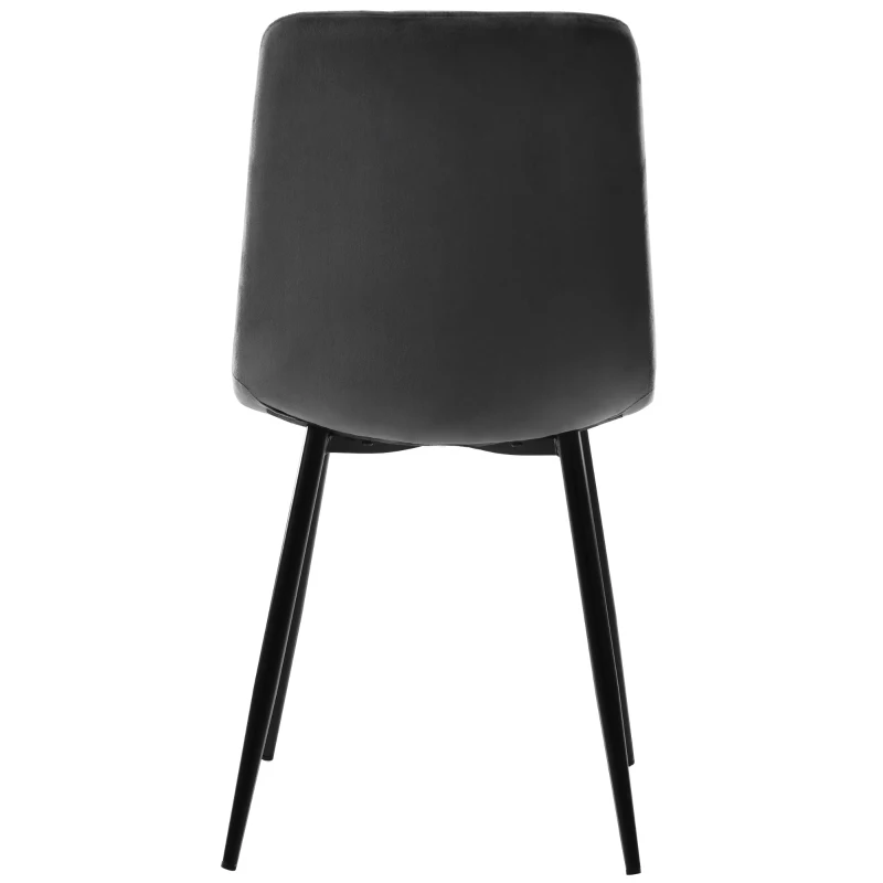 Set de 4 scaune tapițate pentru sufragerie cu spătar, structură din metal, 44x46x86 cm, Gri