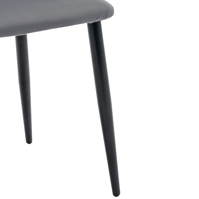 Set de 2 scaune tapițate pentru sufragerie din catifea cu spătar diamantat și structură din metal, 47x44x84 cm, Gri