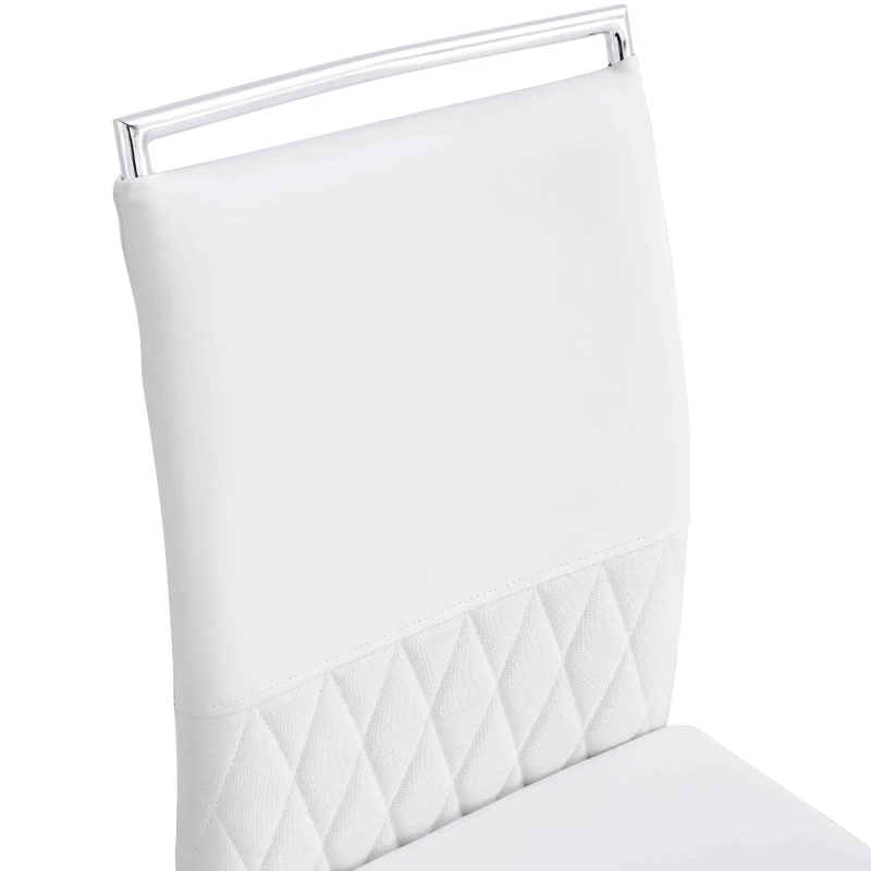 Set di 2 Sedie moderne per sala da pranzo, con schienale alto, in PU e tessuto, per Cucina e ufficio, Bianco