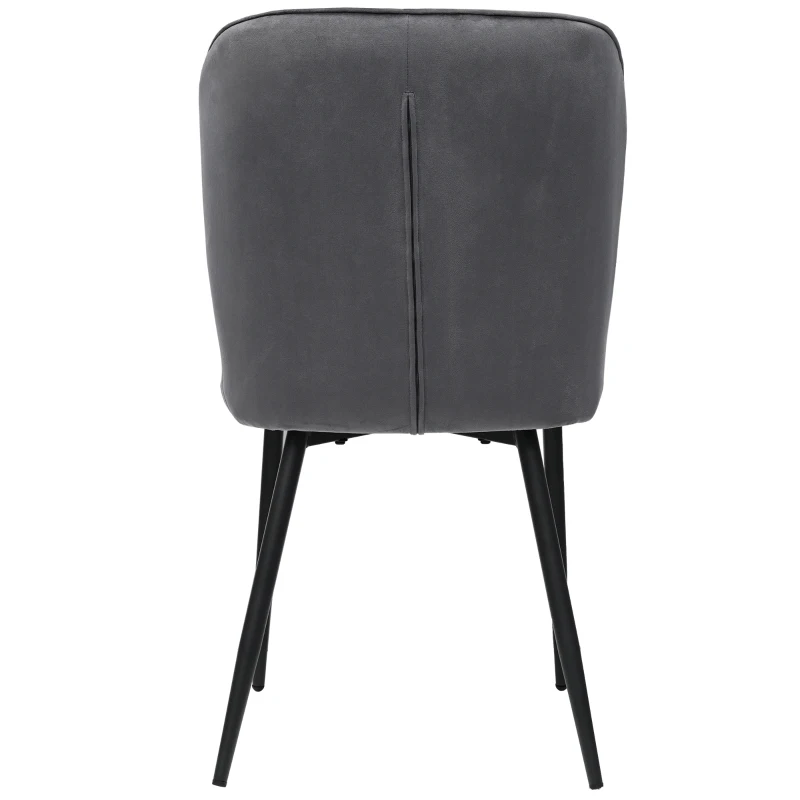 Set de 2 scaune tapițate pentru sufragerie din catifea cu spătar și structură din metal, 47x43x86 cm, Gri