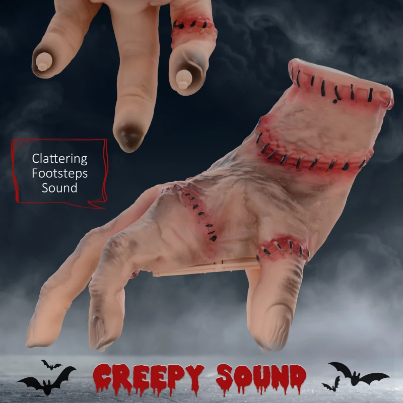 HOMCOM Horror Hand, Halloween Decor, geactiveerd met Geluid/Aanraking, beweeglijk, Geluid