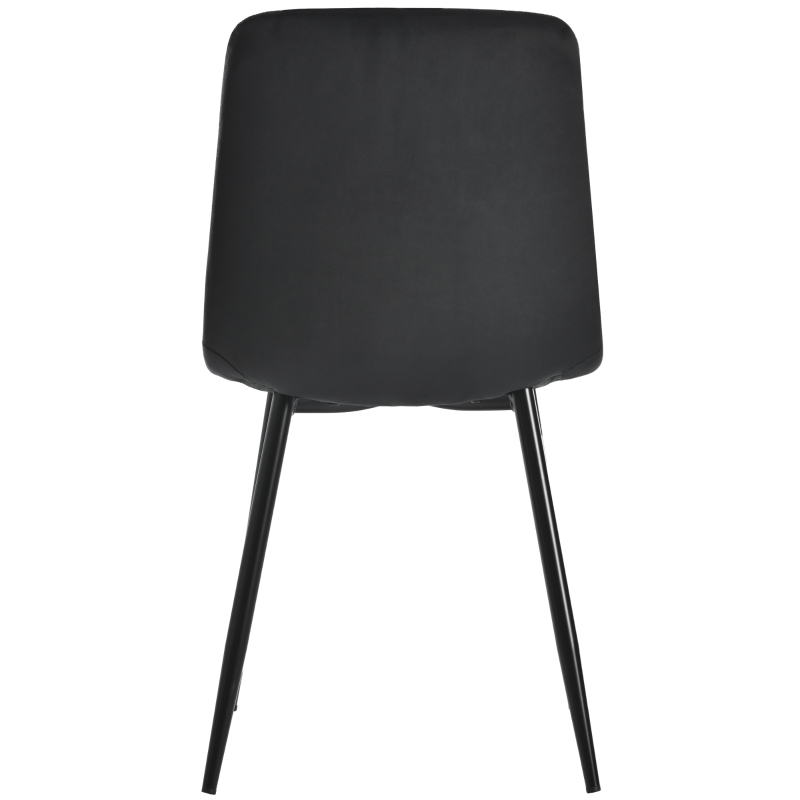 Set de 4 scaune tapițate în catifea twill pentru sala de mese cu spătar, structură din metal, 45x40x86 cm, Negru