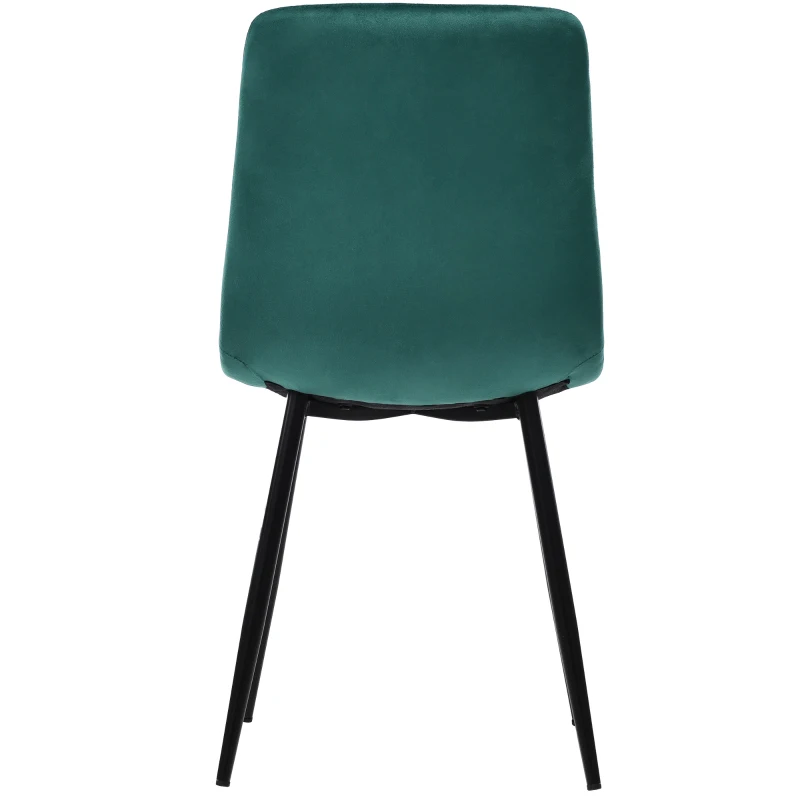 Set di 4 Sedie in Velluto con Design Ergonomico e Imbottito, Gambe in Metallo, per Sala da Pranzo, 44x46x86 cm, Verde