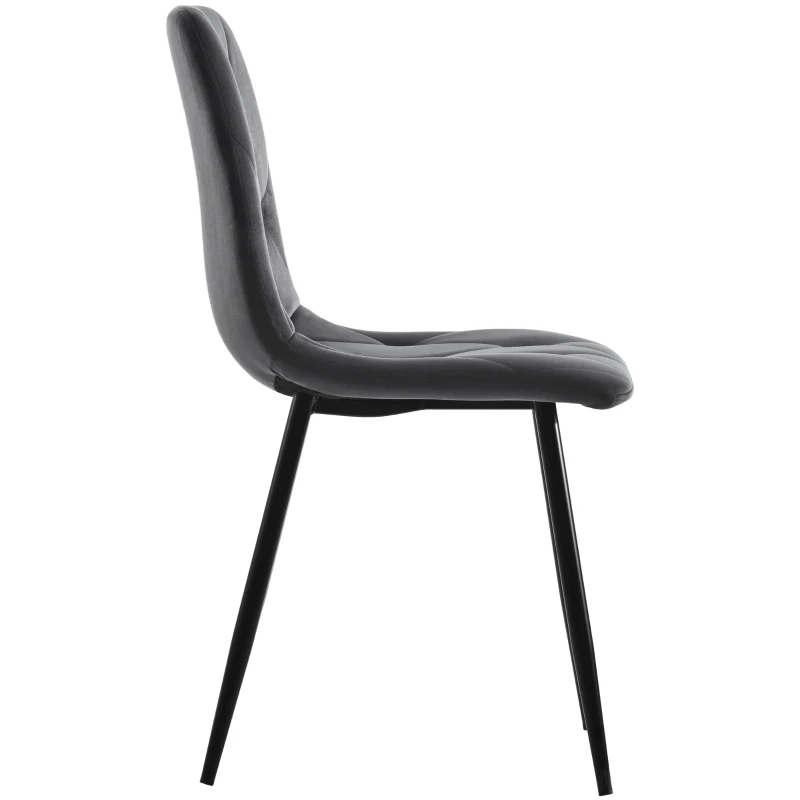 Set di 4 Sedie Moderne Imbottite in Velluto Twill, Motivo a Spina di Pesce, per Sala da Pranzo, 45x40x86 cm, Grigio