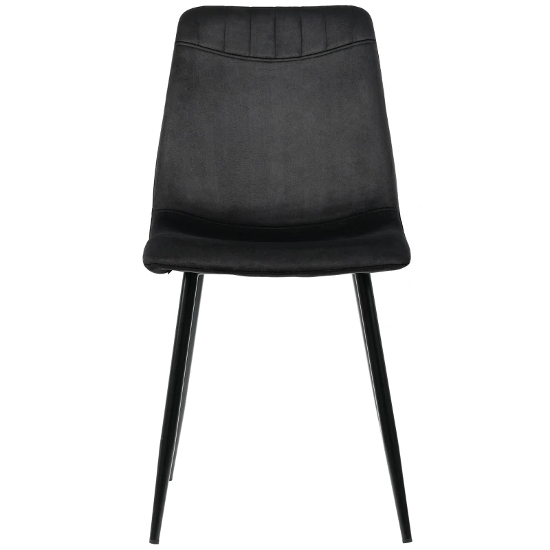 Set di 4 sedie imbottite da Pranzo in velluto con Schienale, Struttura in Metallo, Design Ergonomico, 43x40x86 cm, Nero