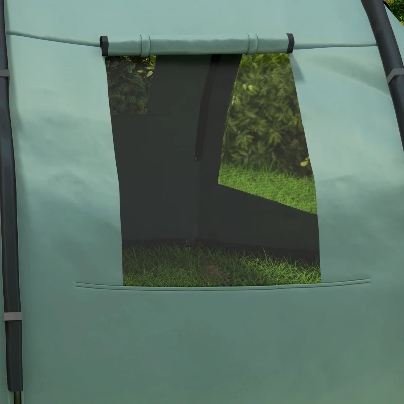 Outsunny Tenda de Campismo para 3-4 Pessoas Impermeável PU2000 mm com Proteção UV30+ Janelas e Bolsa de Transporte 475x264x172 cm Verde