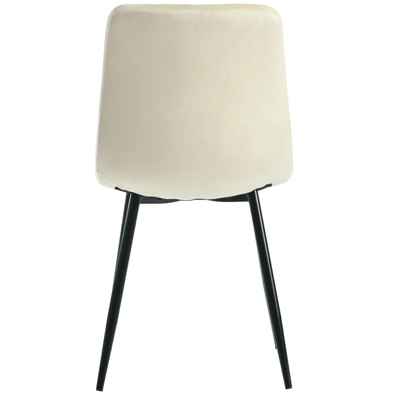 Set di 4 Sedie Moderne in Velluto Twill, Motivo a Spina di Pesce con Schienale, Struttura in Metallo, 45x40x86 cm, Beige