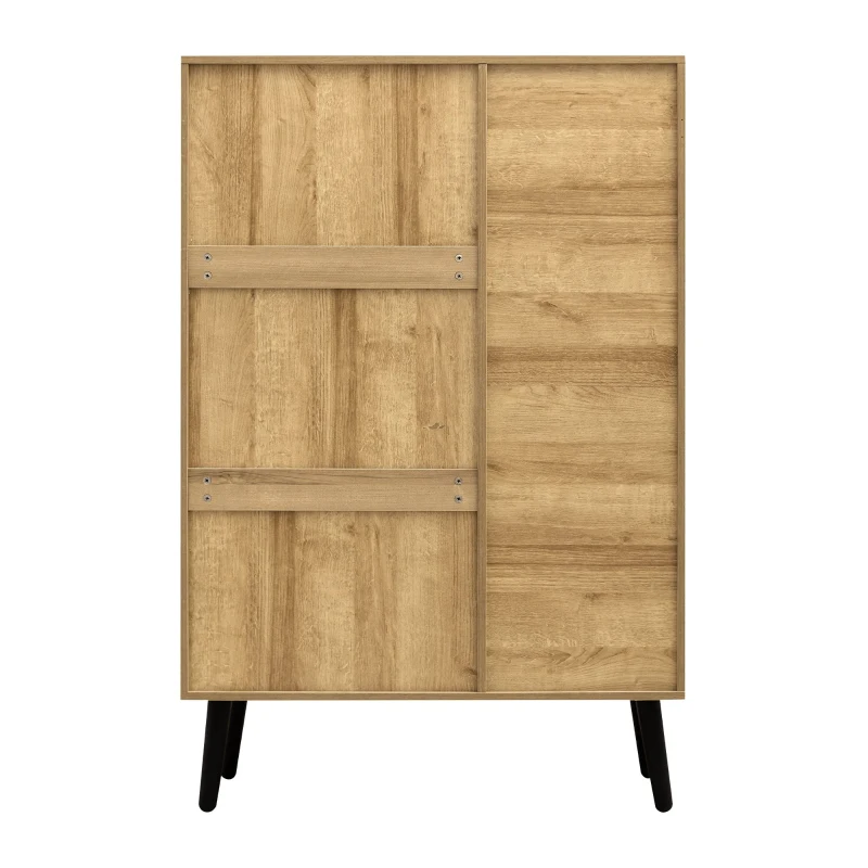 Credenza moderna con ante in vetro, ideali per Soggiorno e cucina, Colore Naturalea