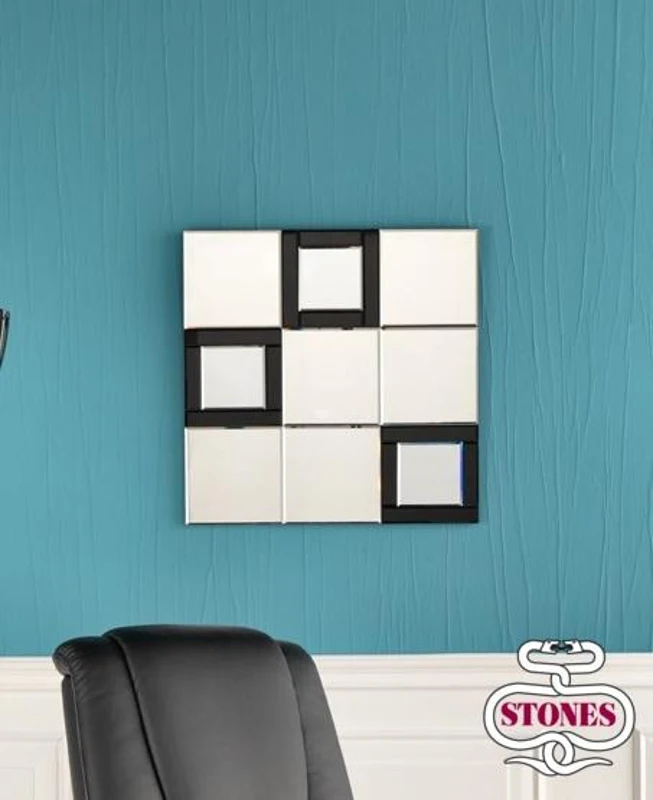 STONES Specchio da parete vet argentato con struttura in mdf, 60x60x16