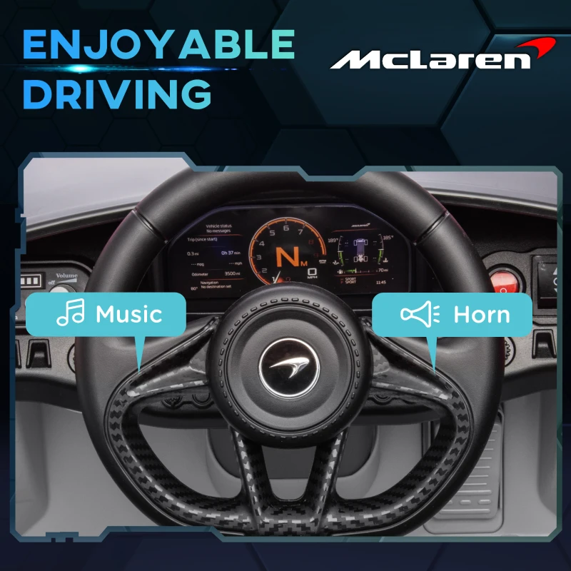AIYAPLAY McLaren 765LT Licensed 12V Kids Electric Ride on Car with Butterfly Doors Remote Control Transport Wheels Grey