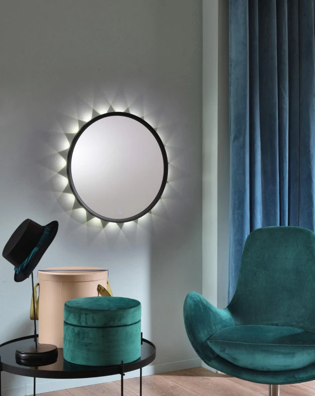 STONES Specchio Oled con led 20w, Nero, 60 cm