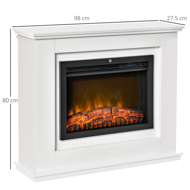 HOMCOM Cheminée électrique Grande Taille 2000 W Effet Flammes LED minuterie température luminosité réglables télécommande fournie Blanc(m-3)