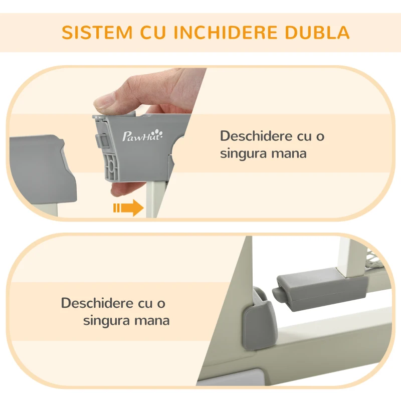 PawHut Bariera Extensibila Auto‑inchidere 75‑103 × 76 cm – Gri