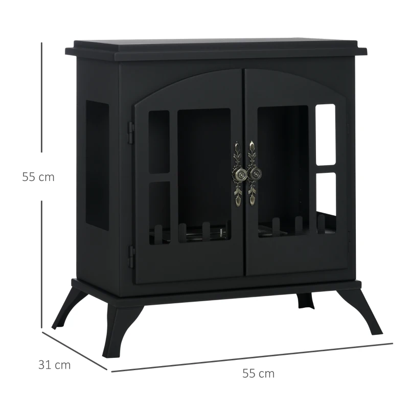 HOMCOM Șemineu pe Bioetanol, Bioșemineu cu Arzător de 0,9L pentru 3 Ore de Ardere, 55x31x55 cm, Negru