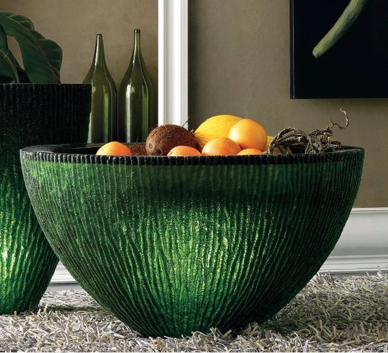 STONES Vaso in resina con luce interna e telecomando, 80x45, Verde