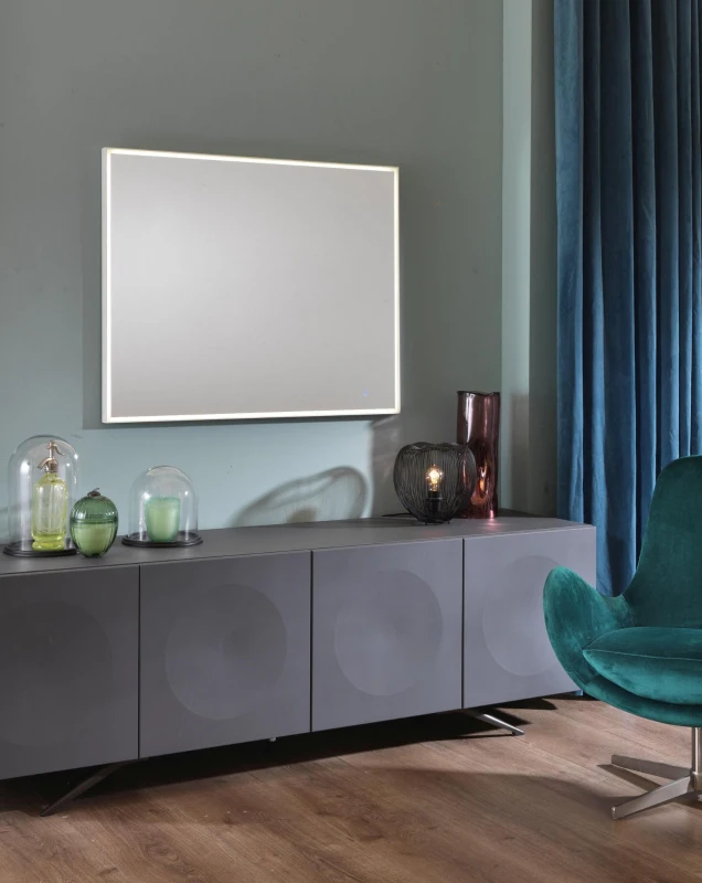 STONES Specchio con led 31w, 100x80, Antracite