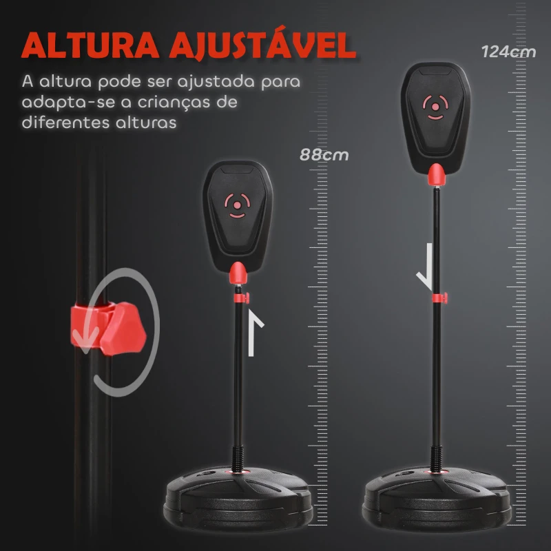 AIYAPLAY Punching Ball para Crianças acima de 5 anos Kit de Boxe com Luvas de Boxe Altura Ajustável 88-124 cm e Base Preenchível Preto