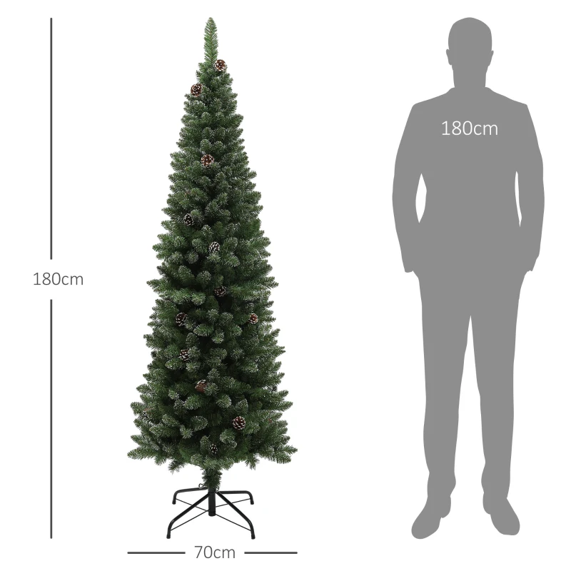 HOMCOM Árvore de Natal 180 cm Árvore de Natal Artificial com 618 Ramos e Suporte de Metal Árvore de Natal para Interior Verde