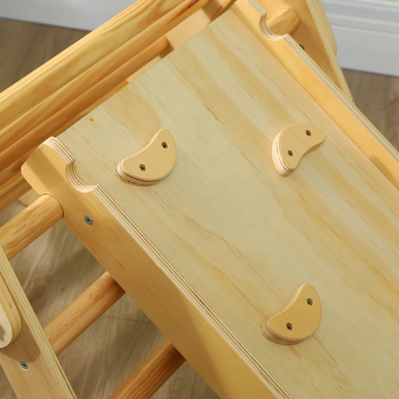 AIYAPLAY Houten Kinderklimset met Driehoekige Ladder en Dubbelzijdige Glijbaan, voor Kinderen van 18-48 Maanden(m-9)