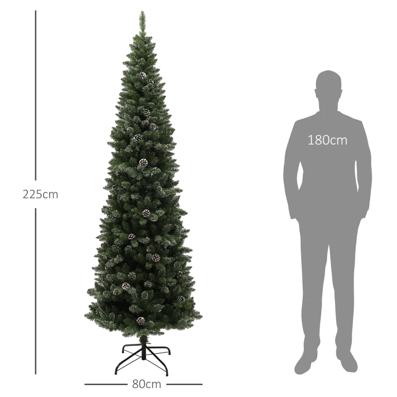 HOMCOM Árvore de Natal 225 cm Árvore de Natal Artificial com 980 Ramos e Suporte de Metal Árvore de Natal para Interior Verde